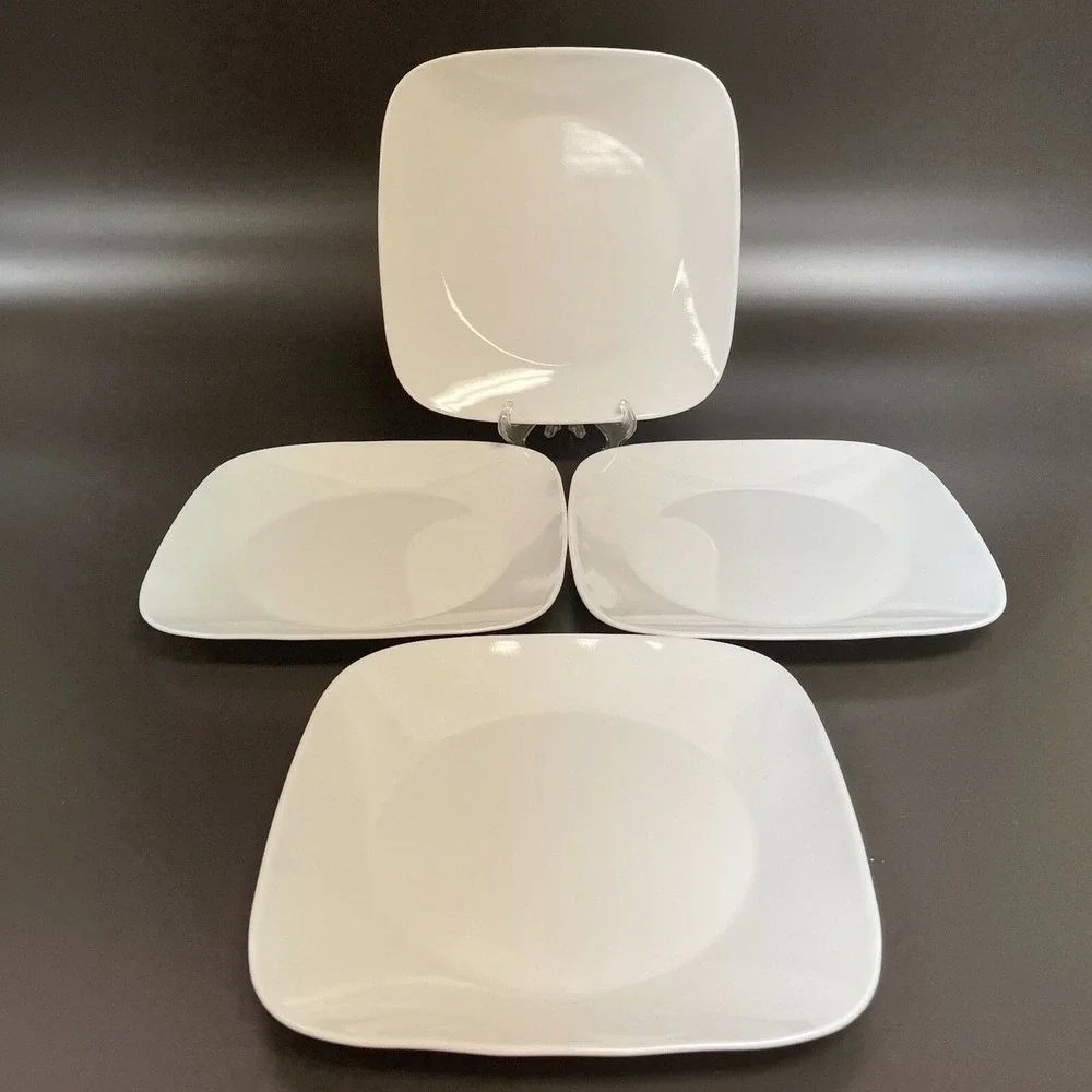 Corelle‎ Vitrelle White Square Dinner Plates 10 1/2